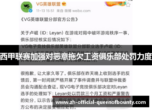 西甲联赛加强对恶意拖欠工资俱乐部处罚力度